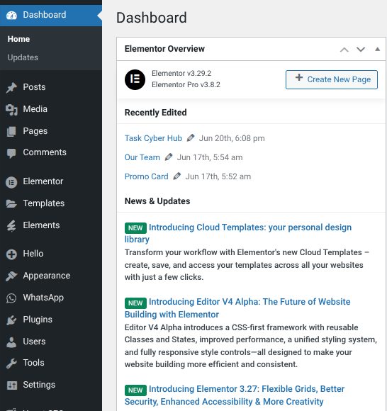 a screenshot of a dashboard of a website