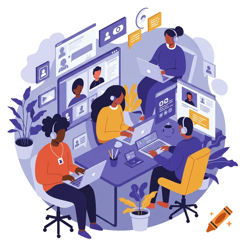 a team is working on digital platform in the office